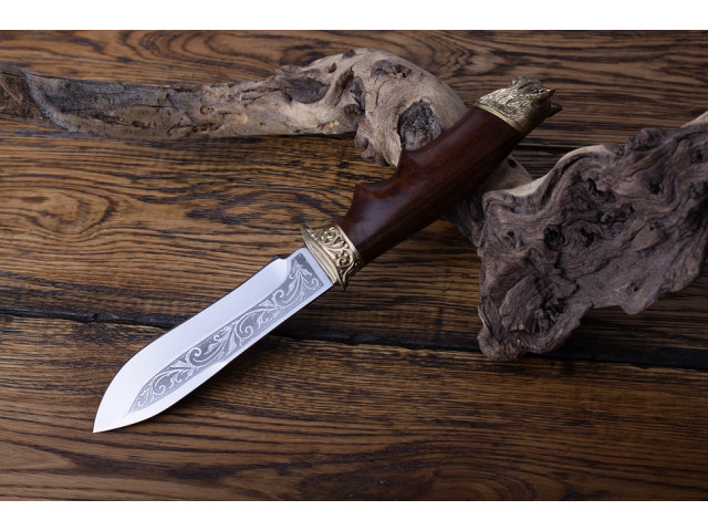 Нож с бронзовым литьем "Рысь"